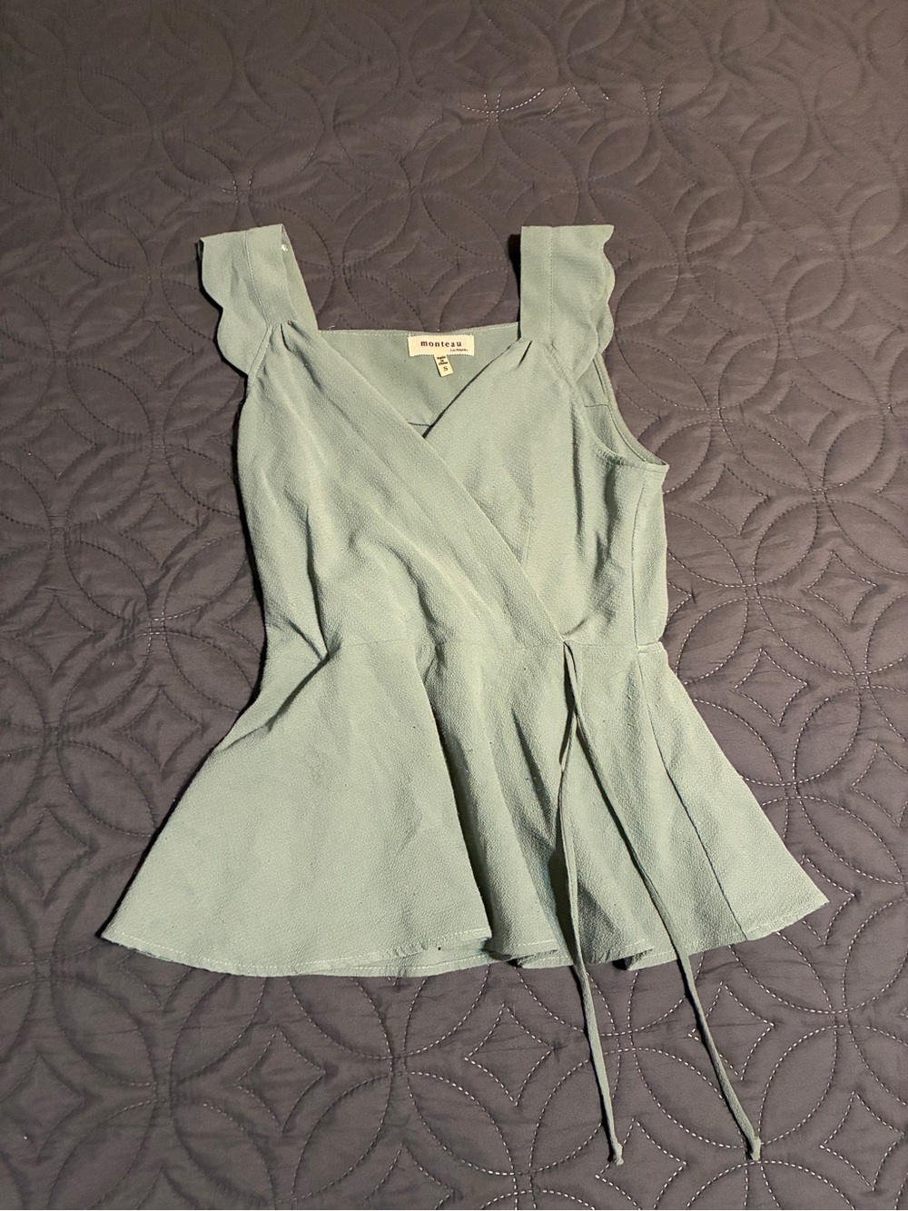Monteau Sage Green Wrap Peplum Camisole with Ruffle Straps